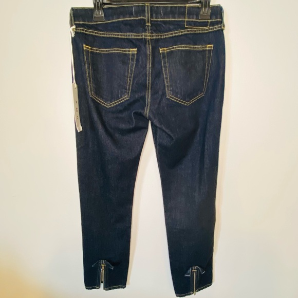 NWT AMO Bow Mid-Rise Straight Dark Blue Cropped Jeans - Picture 6 of 9